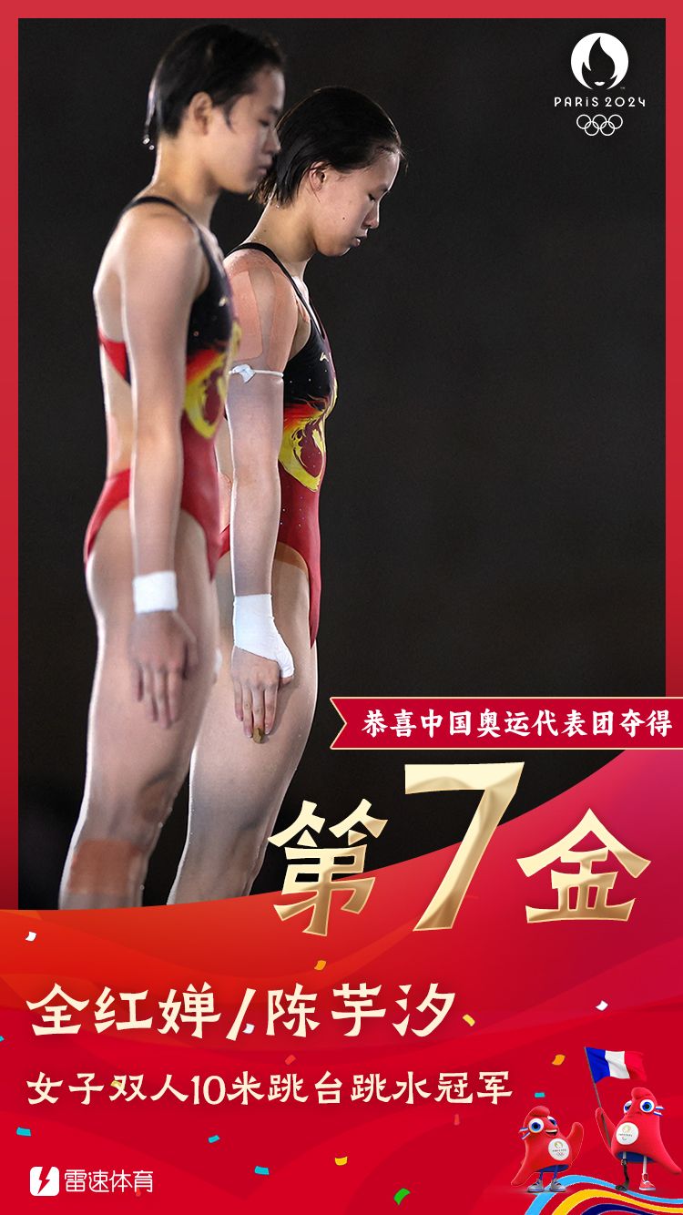 🥇雷霆奥运海报：全红婵/陈钰曦夺得女子双人10米台跳水冠军